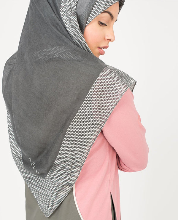 Dark Shadow and Silver Hijab-HIJABS-Urban Studio-Regular 27"x70"-MeHijabi.com