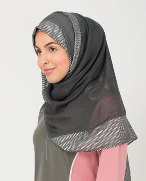 Dark Shadow and Silver Hijab-HIJABS-Urban Studio-Regular 27"x70"-MeHijabi.com