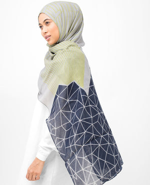 Geo & Line Print Viscose Hijab-HIJABS-InEssence-Regular 27"x70"-MeHijabi.com