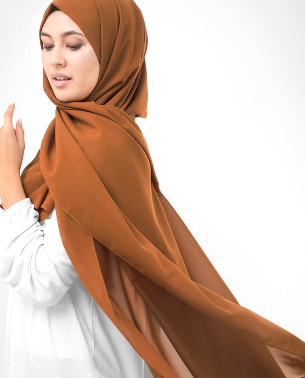 Glazed Ginger Brown Georgette Hijab-HIJABS-InEssence-Regular 27"x70"-MeHijabi.com
