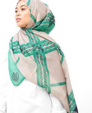 Green Check Viscose Hijab-HIJABS-Silk Route-Maxi 40"x70"-MeHijabi.com