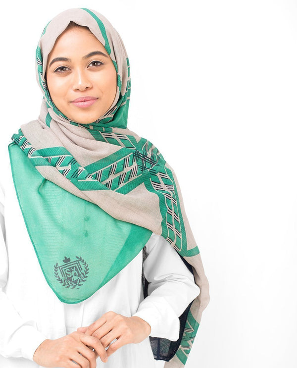 Green Check Viscose Hijab-HIJABS-Silk Route-Regular 27"x70"-MeHijabi.com