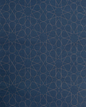Islamic Prayer Mat Rug in Blue Geometric Denim Arch Shaped-PRAYER MAT-Visual Dhikr-Denim Navy-MeHijabi.com