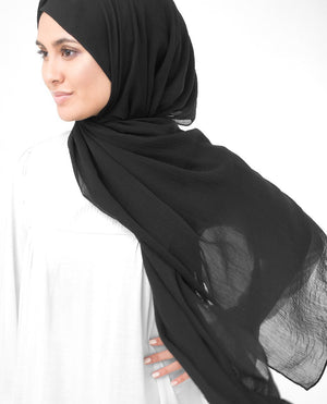 Jet Black Chiffon Hijab-HIJABS-InEssence-Medium-Jet Black-MeHijabi.com
