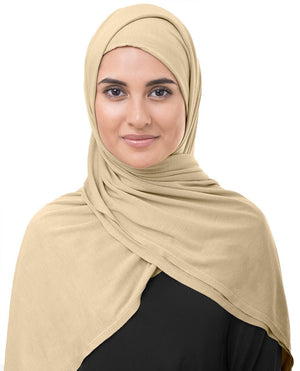 Latte Jersey Hijab-HIJABS-InEssence-Regular 27"x70"-MeHijabi.com