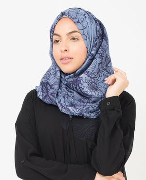 Lavender Floral Hijab-HIJABS-Silk Route-Regular 27"x70"-MeHijabi.com
