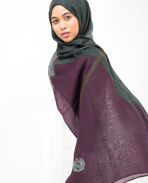 Lines Of Blocks Black, Grey & Purple Hijab-HIJABS-Urban Studio-Regular 27"x70"-MeHijabi.com