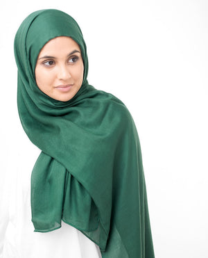 Pineneedle Green Viscose Woven Hijab-HIJABS-InEssence-Maxi 40"x70"-MeHijabi.com