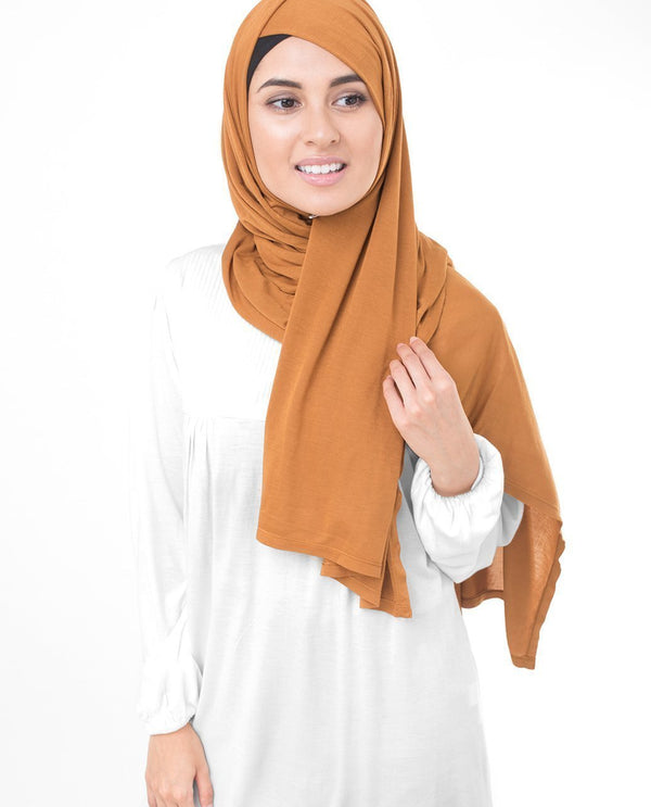 Pumpkin Spice Brown Jersey Hijab-HIJABS-InEssence-Regular 27"x70"-MeHijabi.com