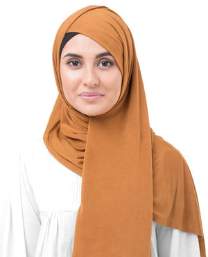 Pumpkin Spice Brown Jersey Hijab-HIJABS-InEssence-Regular 27"x70"-MeHijabi.com