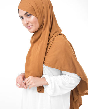 Pumpkin Spice Brown Jersey Hijab-HIJABS-InEssence-Maxi 40"x70"-MeHijabi.com