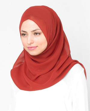 Red Clay Georgette Hijab-HIJABS-InEssence-Maxi 40"x70"-MeHijabi.com