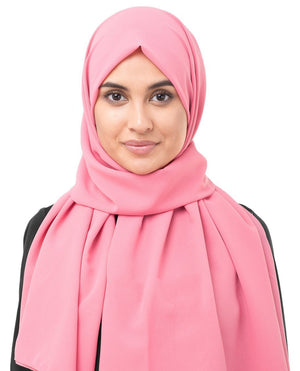 Strawberry Ice Pink Georgette Hijab-HIJABS-InEssence-Regular 27"x70"-MeHijabi.com