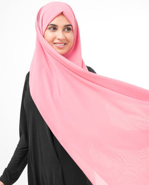 Strawberry Ice Pink Georgette Hijab-HIJABS-InEssence-Maxi 40"x70"-MeHijabi.com