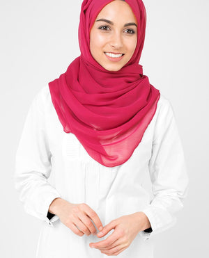 Virtual Pink Chiffon Hijab-HIJABS-InEssence-Regular 27"x70"-MeHijabi.com