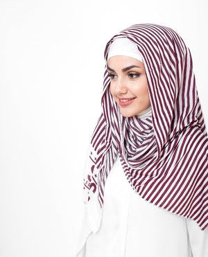 Red & White Stripes Hijab-HIJABS-Route 01-Regular 27"x70"-MeHijabi.com