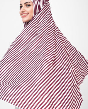 Red & White Stripes Hijab-HIJABS-Route 01-Maxi 40"x70"-MeHijabi.com